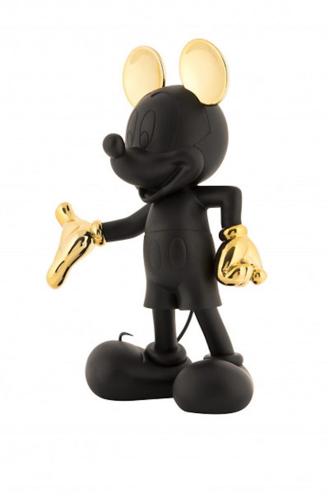 Sculpture en ABS représentant un mickey noir avec les gants et les oreillers dorés de 30 cm