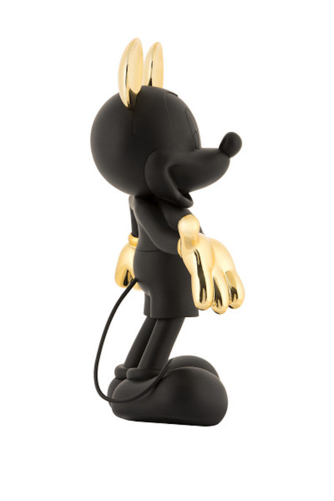 Sculpture en ABS représentant un mickey noir avec les gants et les oreillers dorés de 30 cm