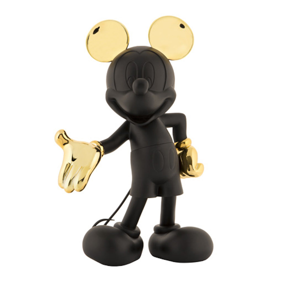 Sculpture en ABS représentant un mickey noir avec les gants et les oreillers dorés  de 30 cm