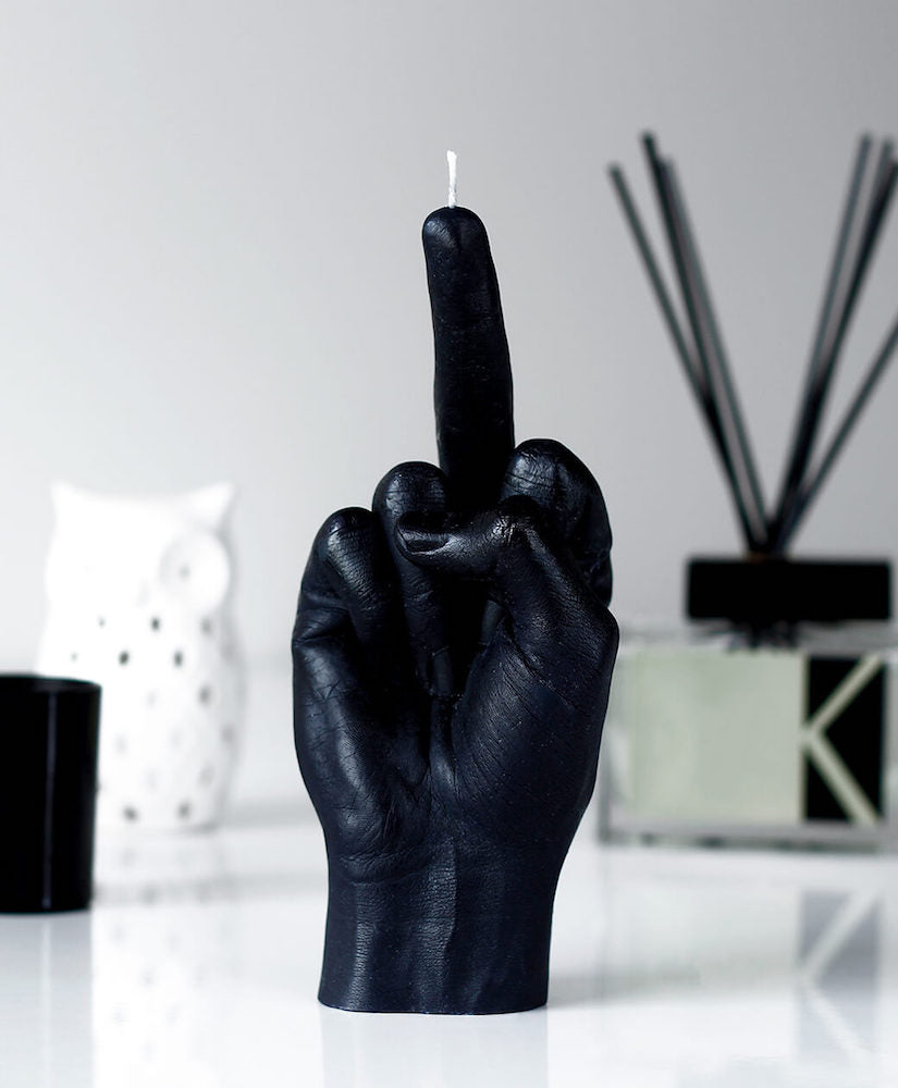 F*ck you - bougie en forme de main doigt d'honneur - noire - Candle Hand