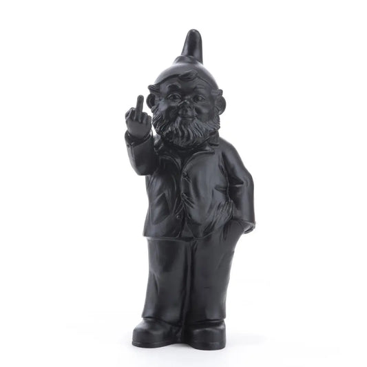 Sponti noir d’Ottmar Hörl, nain de jardin doigt d’honneur