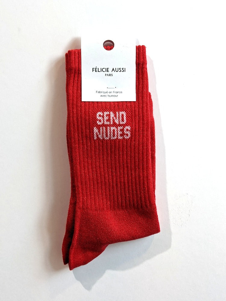 Send Nudes - Chaussettes à Paillettes Rouge - Félicie aussi