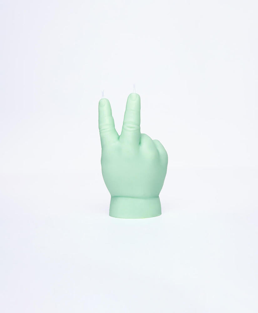 Baby Peace Green - bougie en forme de main de bébé symbole Peace - cire verte - Candle Hand