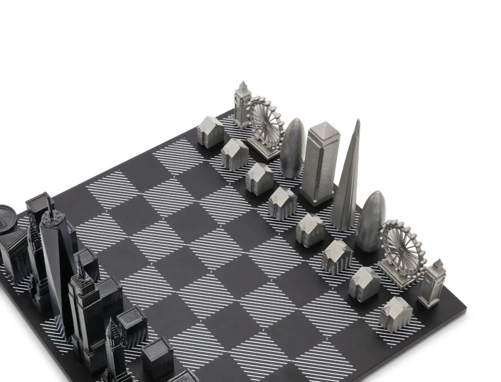 London VS New-York Edition Acier Inoxydable - Jeu d'Échecs en acier inoxydable - The Skyline Chess