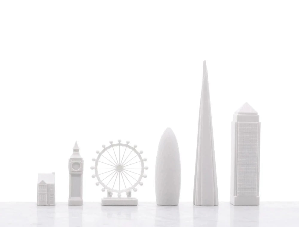 London Map - Jeu d'Echecs, pièces en acrylique en forme de bâtiments londoniens - Skyline Chess
