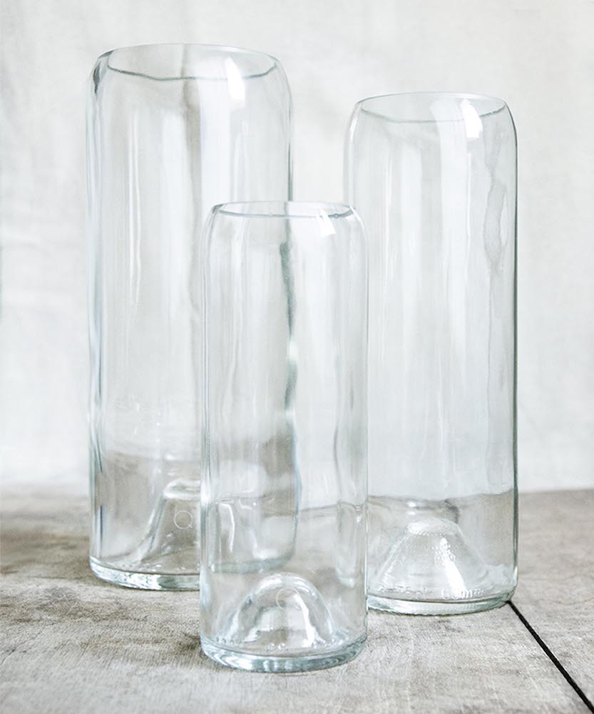 Danser Trio de vases transparents - bouteilles de vin upcyclées - Q de Bouteille