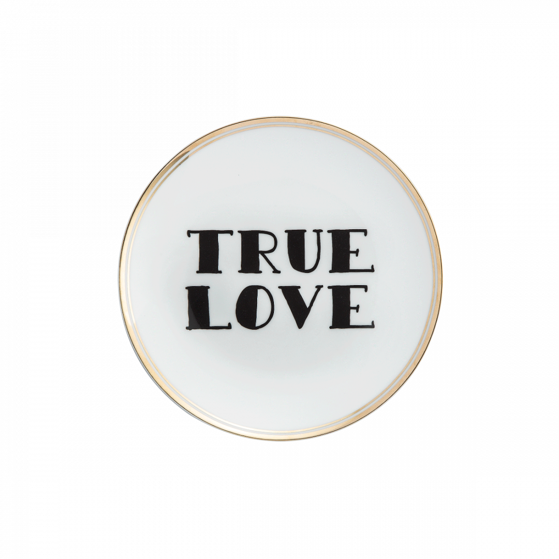True Love - Assiette décorative en porcelaine blanche avec liseret doré et inscription  - Bitossi Home