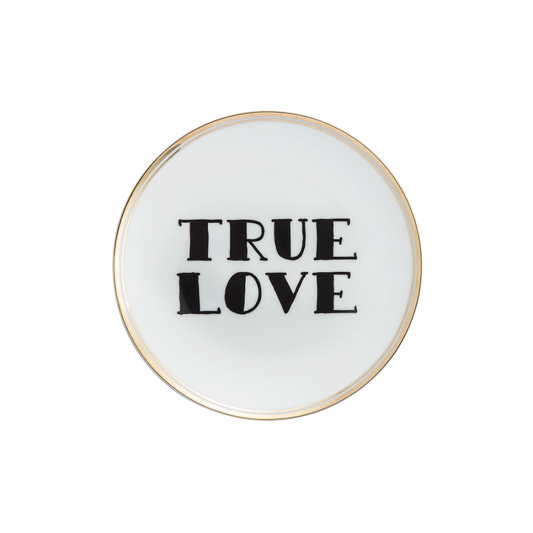 True Love - Assiette décorative en porcelaine blanche avec liseret doré et inscription  - Bitossi Home