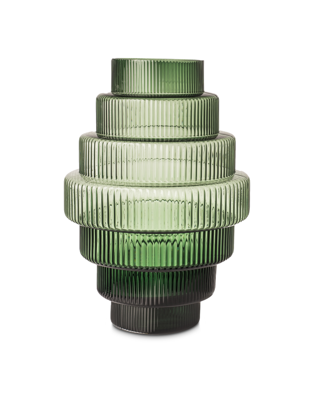 Steps Vert L - Vase en verre soufflé bouche - Polspotten