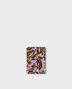 Vera - Carnet A6 - motif fleurs violettes srur fond orange - Wouf
