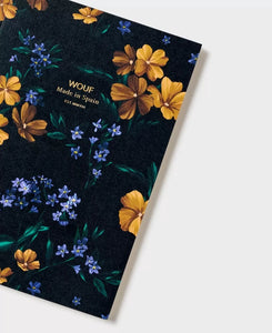 Adèle - carnet a5 motif floral sur fond noir - Wouf