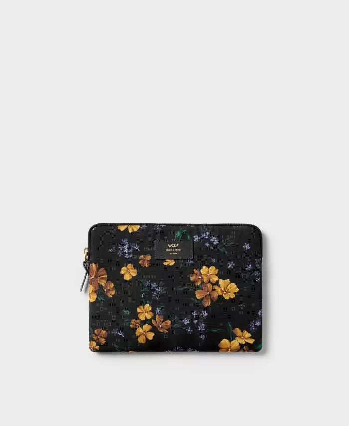 Adèle - housse pour ipad motif floral sur fond noir - Wouf