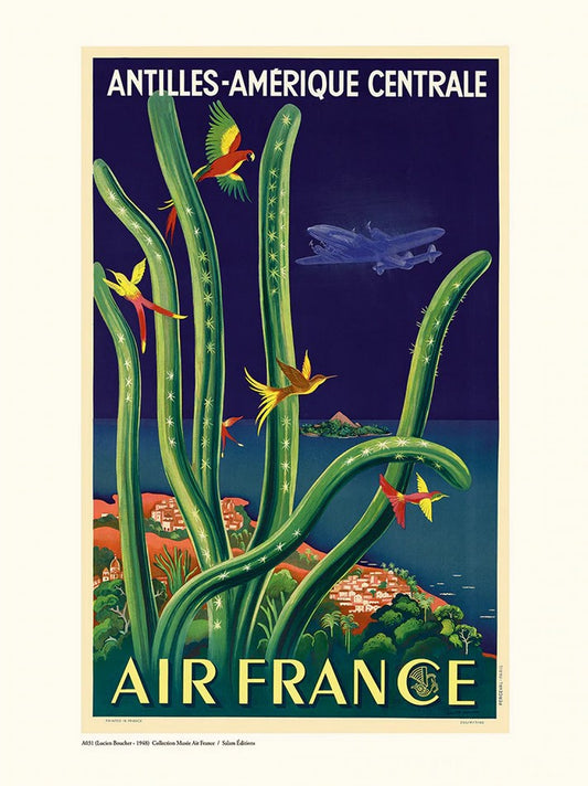 Antilles Amérique Centrale - Affiche 30x40 cm Collection Air France - Salam Editions