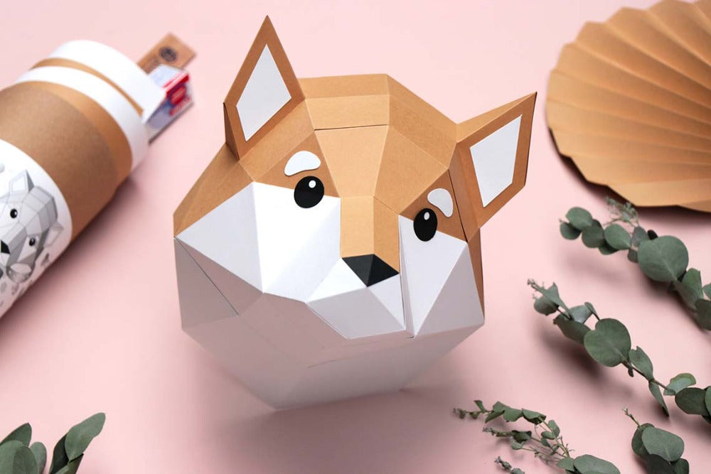 Shiba Inu - trophée en papier origami - Assembli