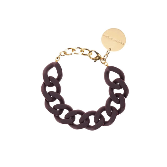 Flat Chain Aubergine Mat - Bracelet en acétate grosses mailles - Vanessa Baroni