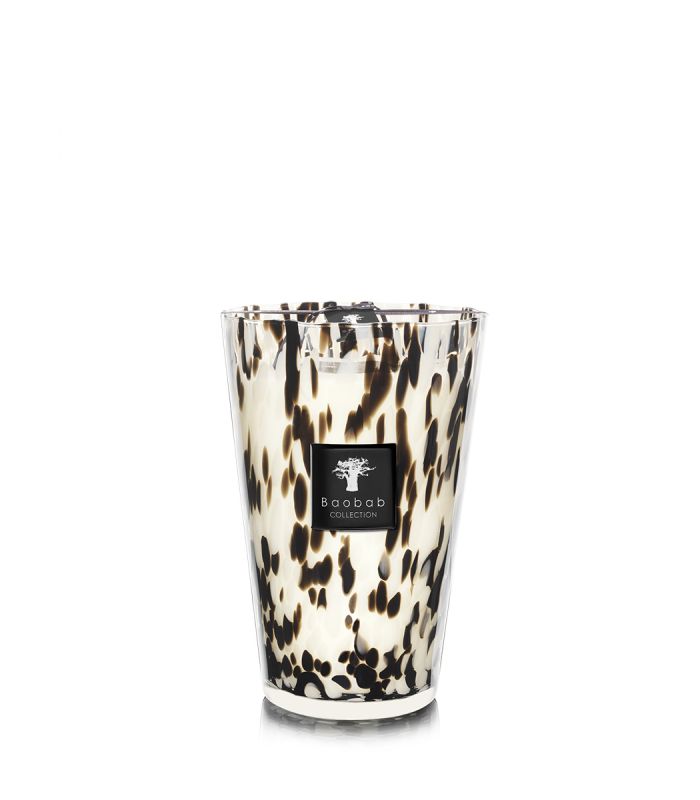 Bougie Baobab Black pearls Maxi Max- Pot transparent avec inclusions de confetti noirs