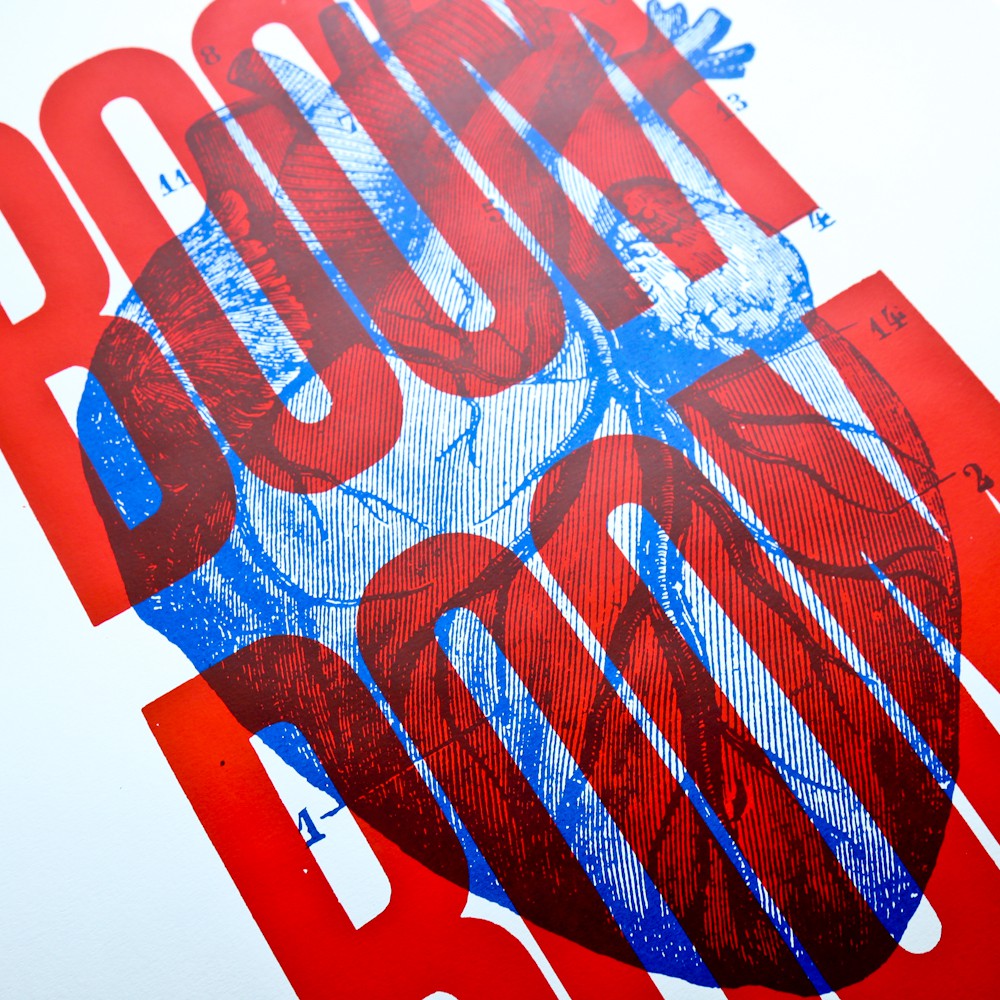 Boom Boom Rouge - affiche sérigraphiée 30x40 cm - Pappus Editions