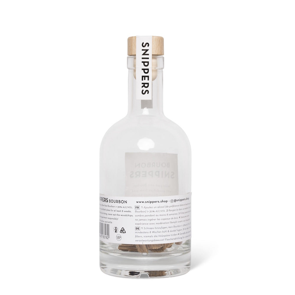 Snippers Bourbon - bouteille avec copeaux de fût de cocgnac pour créer son alcool - Spek Amsterdam
