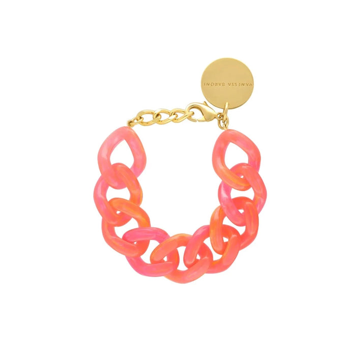 Flat Chain Campari Orange - Bracelet orange/rose à grosses mailles - Vanessa Baroni