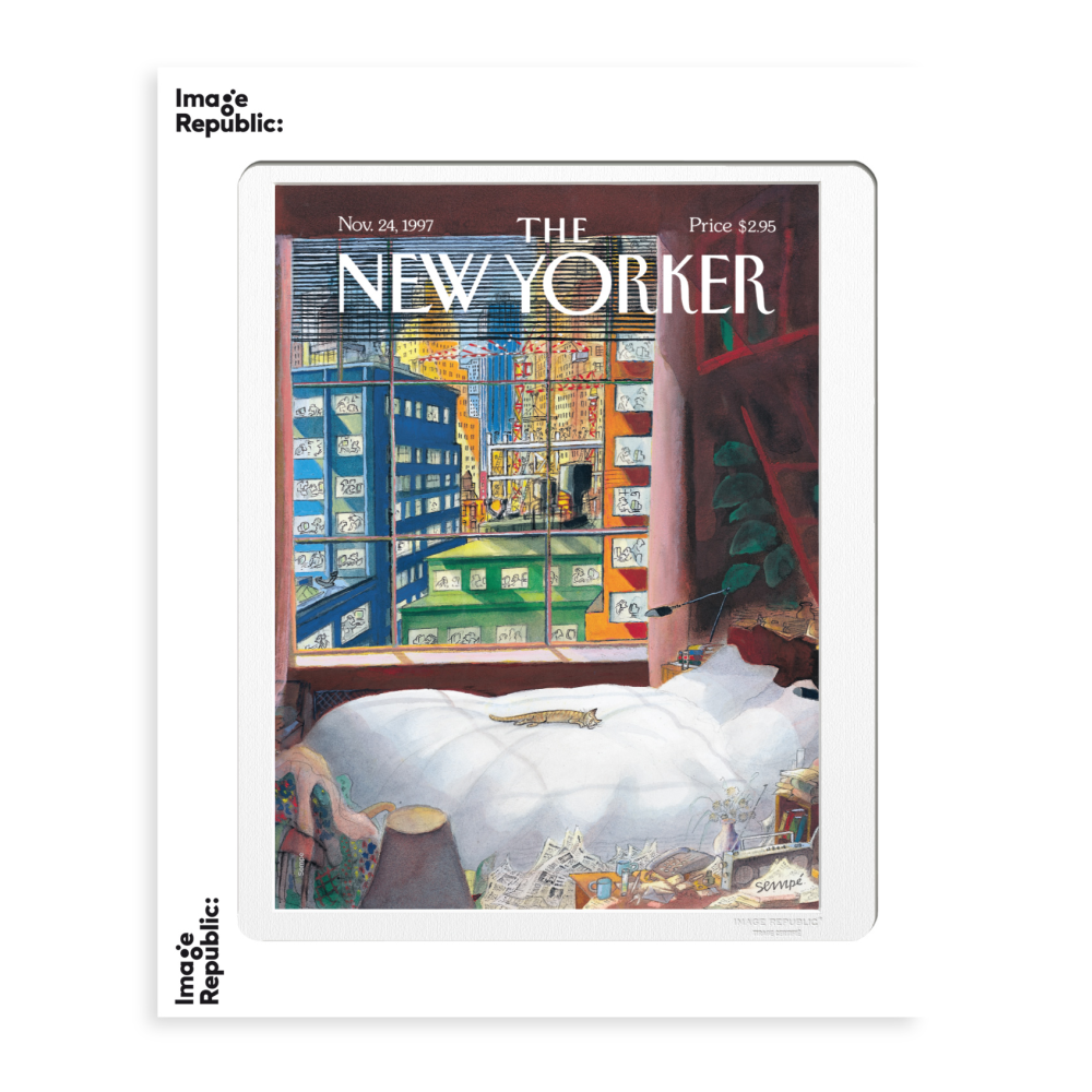 226 Sempé - Cat Sleeping By The Window - Collection The New Yorker - illustration 30x40cm - image republic