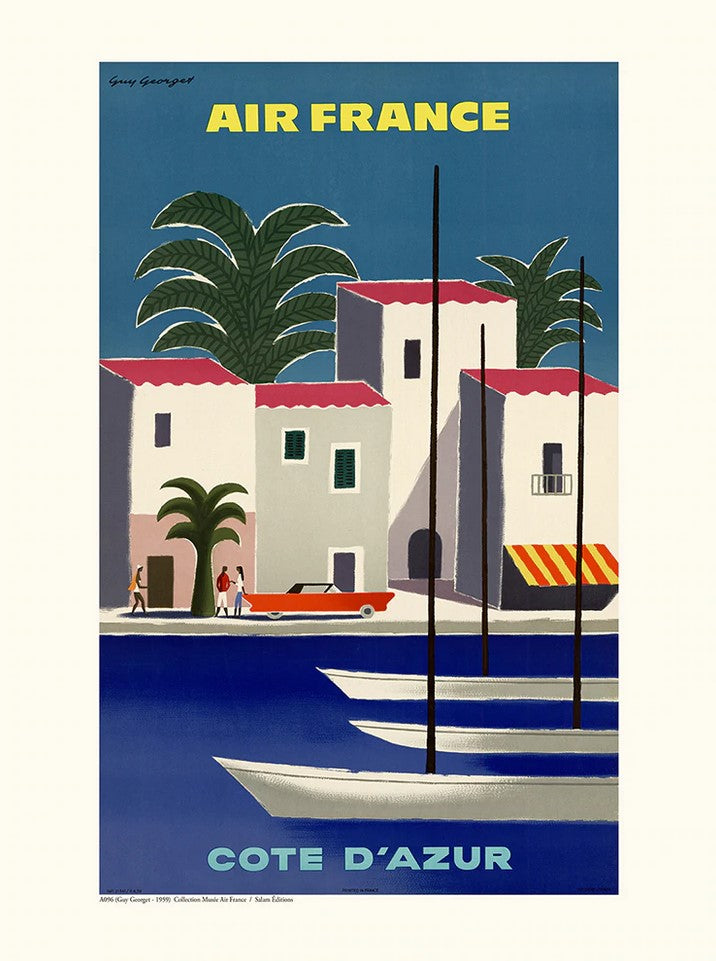 Côte d'Azur - affiche 30x40 cm - collection Air France - Imprimée en France par Salam Editions