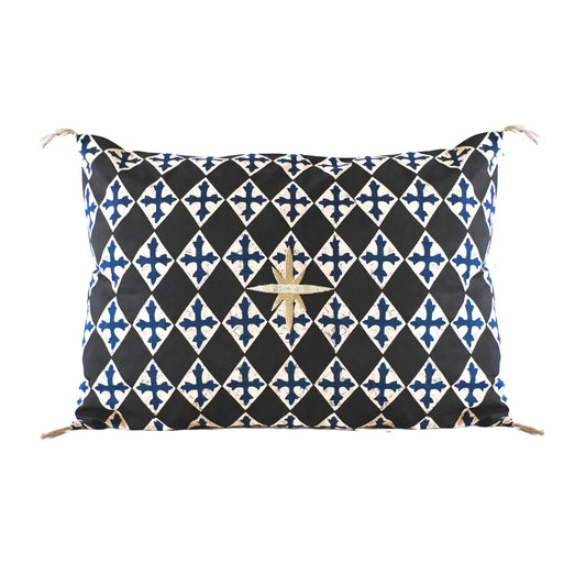 Chapelle Bleu Nuit 60x40 - Housse de Coussin en coton brodée - Boncoeurs