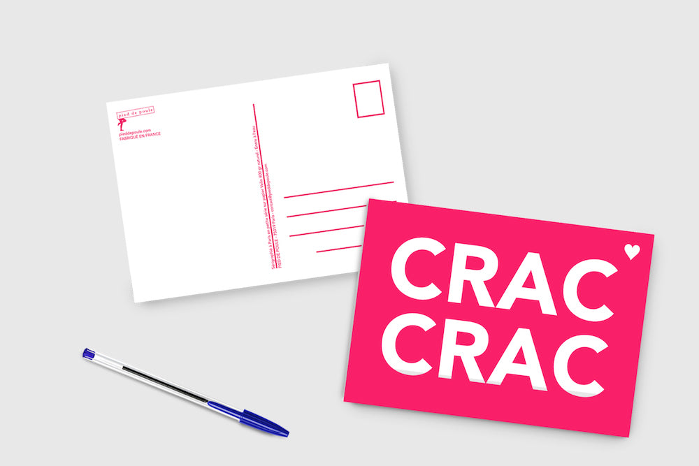 Crac Crac - carte postale fluo - Pied de Poule