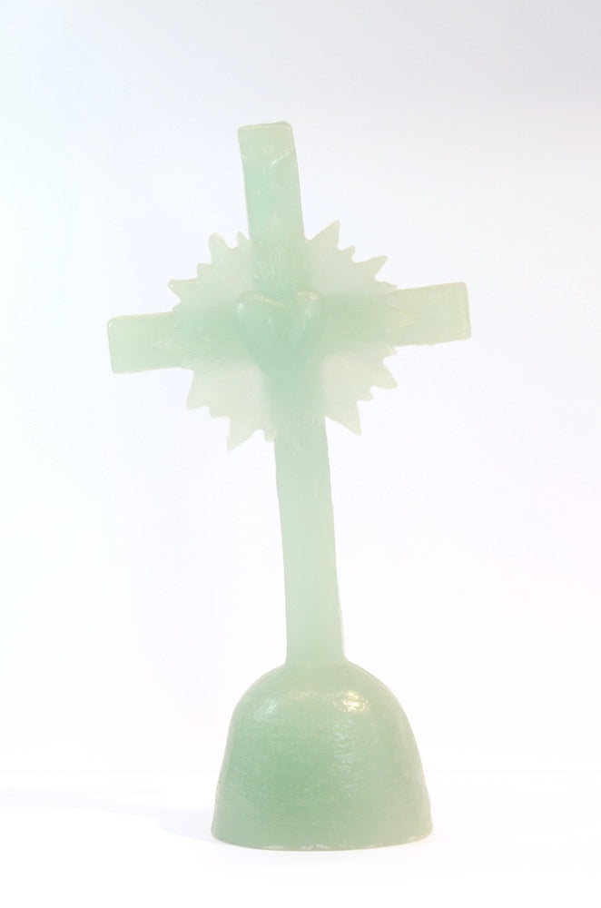 Croix Coeur Lumière Céladon - Fabriqué par la Ciergerie des Prémontrés