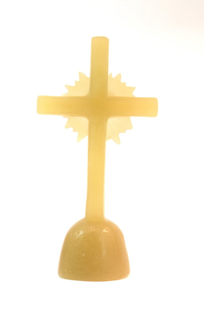 Croix coeur lumière lin - en cire - fabriqué à la Ciergerie des Prémontés