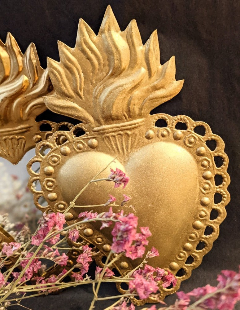 Coeur Eligia Doré - Ex-voto en acier patiné - Boncoeurs