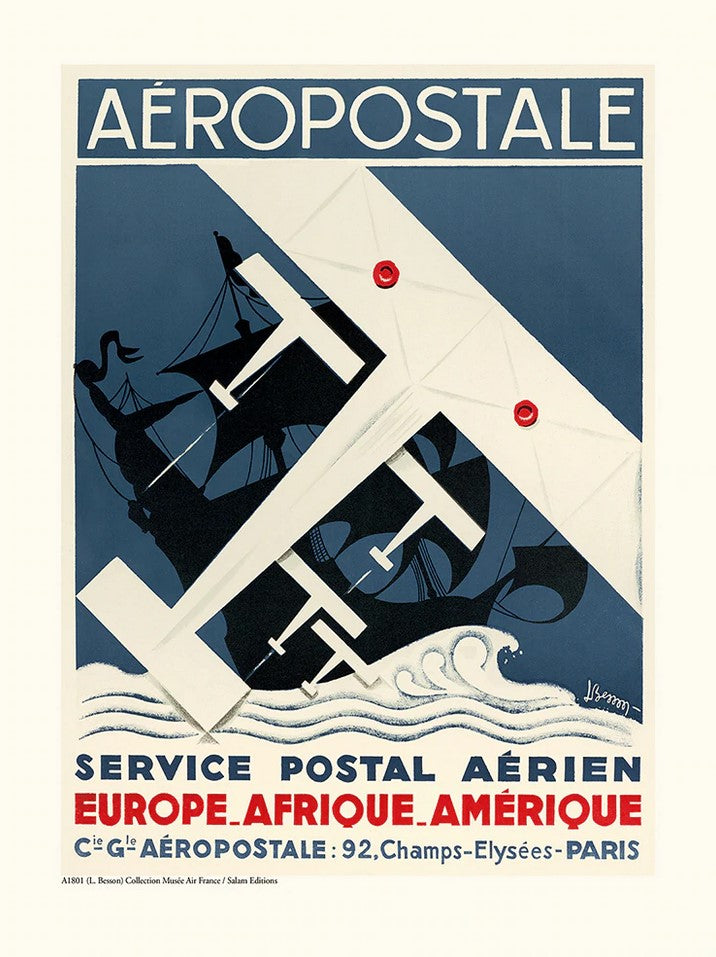 Aeropostale service postal aérien - affiche 30x40 cm - collection Air France - Salam Editions