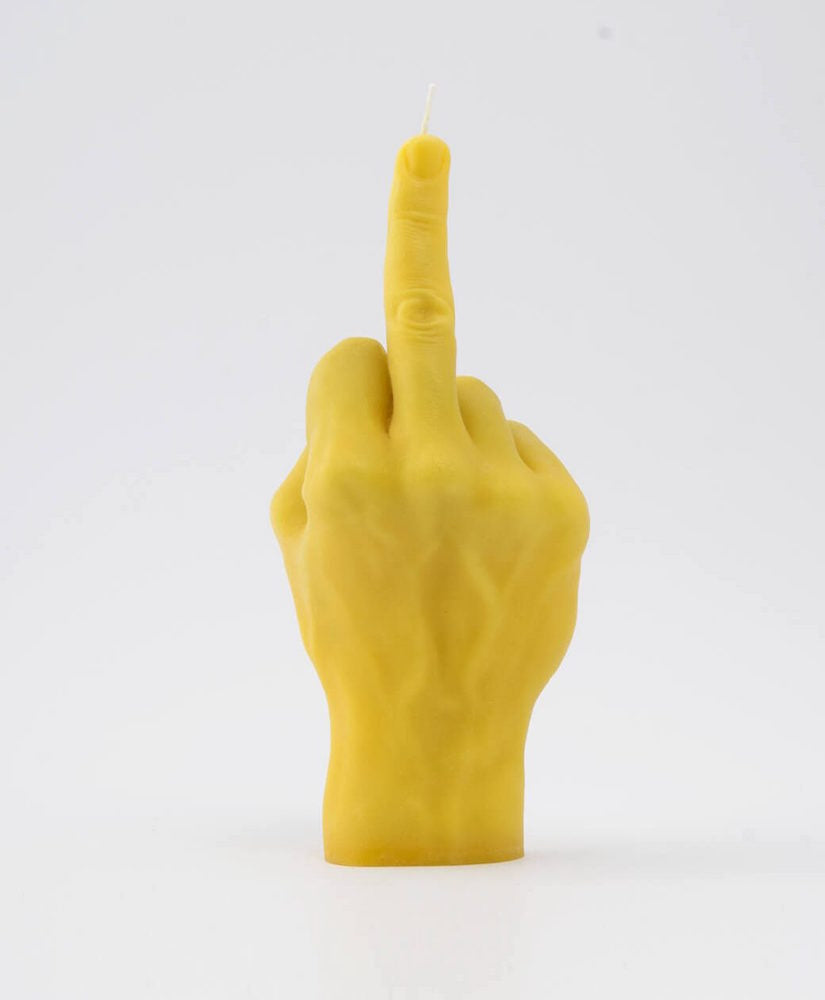 F*ck you - bougie en forme de main doigt d'honneur - jaune - Candle Hand