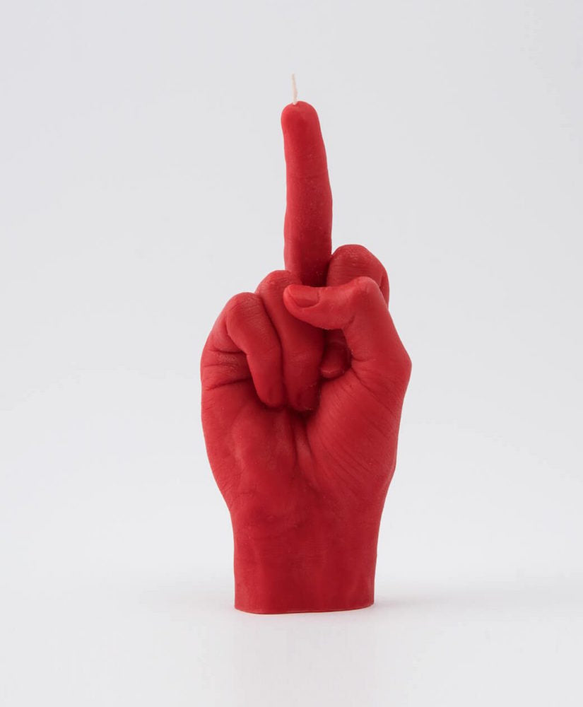 F*ck you - bougie en forme de main doigt d'honneur - rouge - Candle Hand