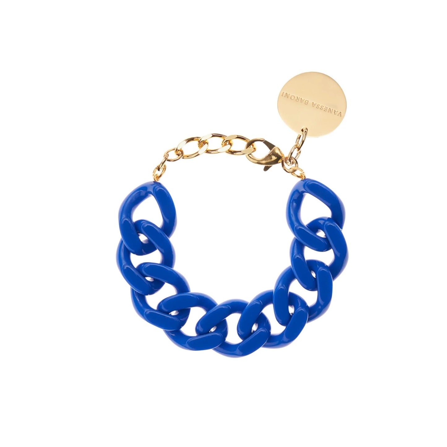 Flat Chain Bleu - Bracelet grosses mailles en acétate - Vanessa Baroni