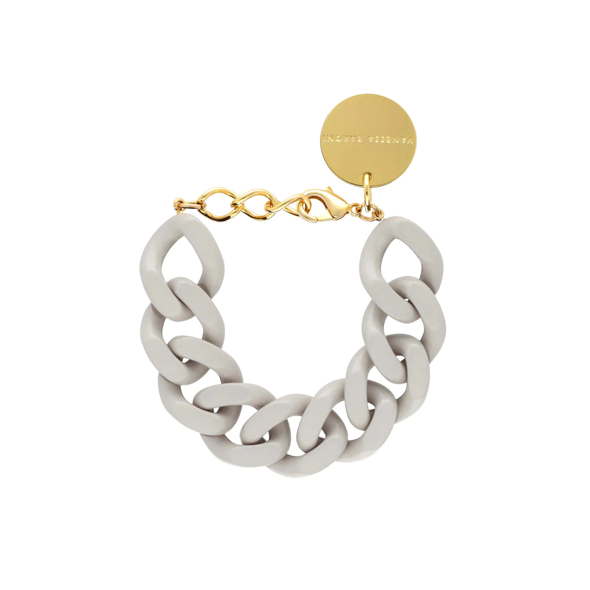 Gris Flat Chain - bracelet grosses mailles en acétate - Vanessa Baroni