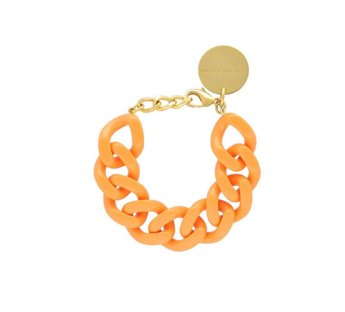 Flat Chain Light Orange - bracelet à grosses mailles en acétate - Vanessa Baroni
