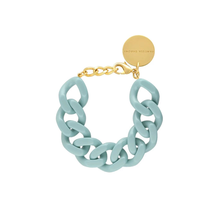 Flat Chain Baby Blue - Bracelet à grosse mailles bleu layette - Vanessa Baroni