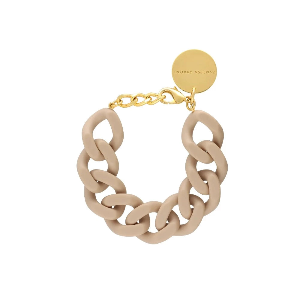 Flat Chain Beige Mat - Bracelet grosses mailles - Vanessa Baroni