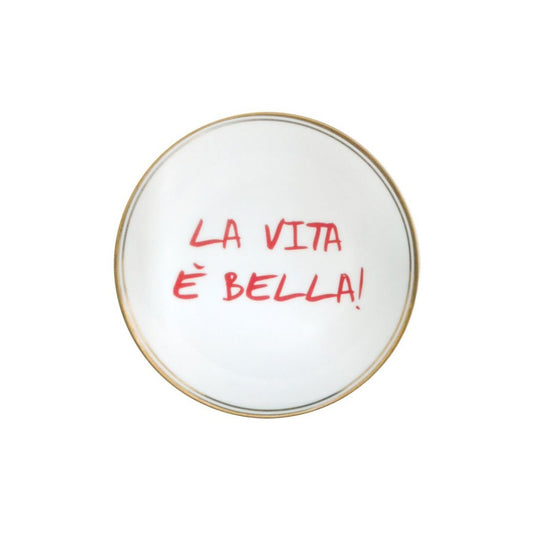 La Vita E Bella - Assiette décorative en porcelaine avec inscription - Bitossi