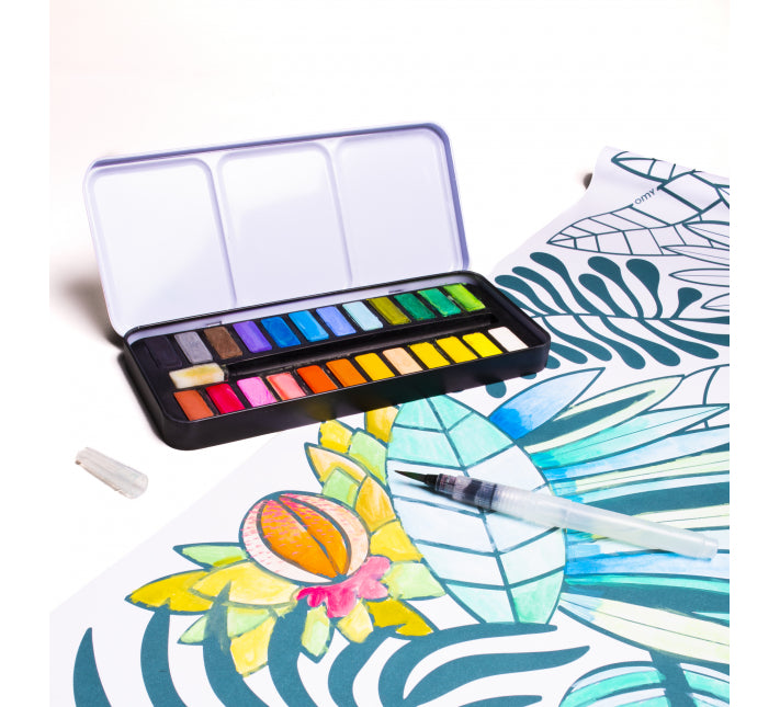 Kit Aquarelle - boite de 24 couleurs vives - OMY