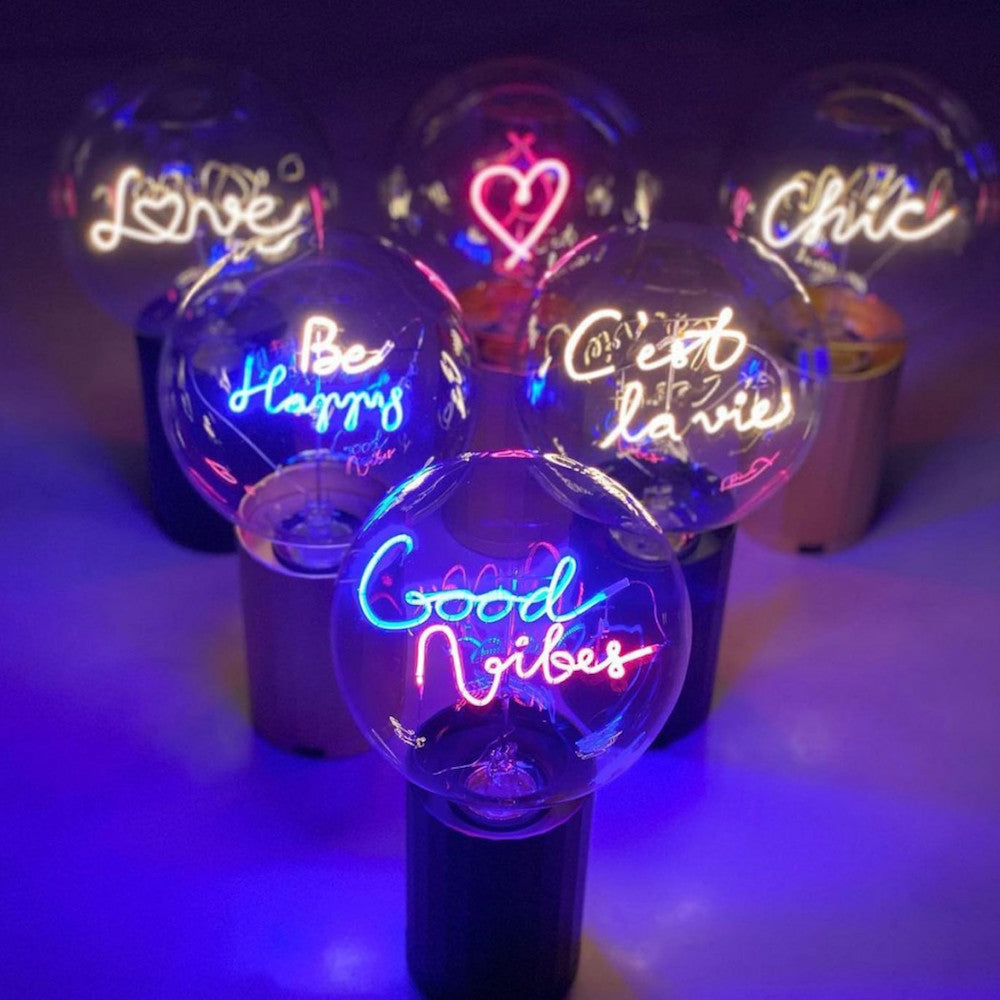 La Vie est Belle - Ampoule transparente à message LED - Message in the bulb