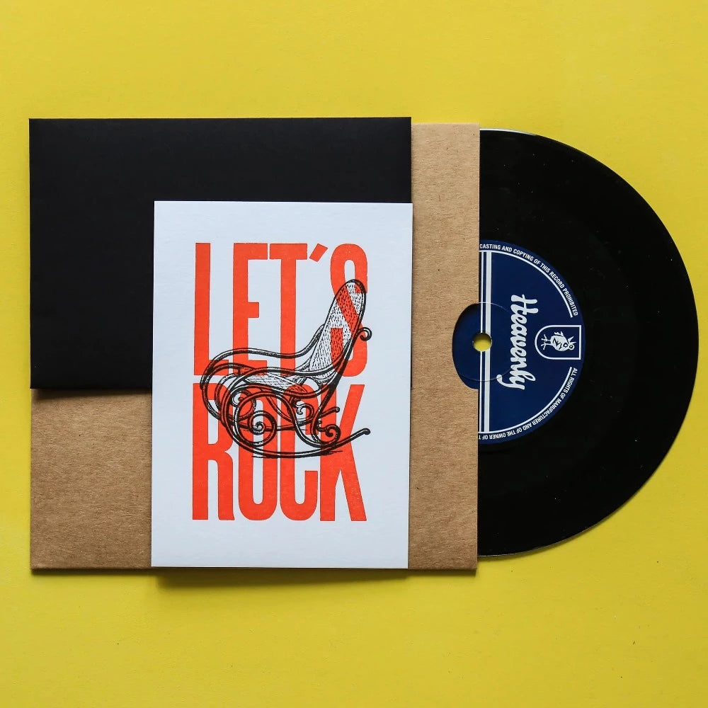 Carte postale Let's Rock - 10x15 cm letterpress - Pappus Editions