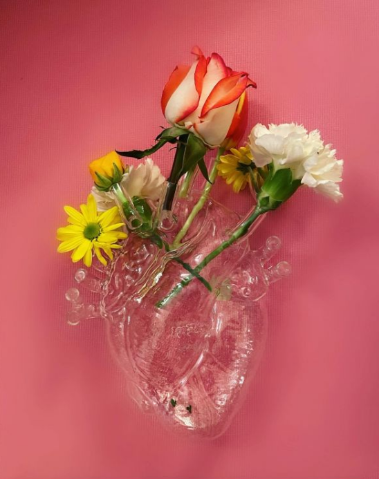 Love In Bloom, vase coeur en verre transparent, par Marcantonio pour Seletti