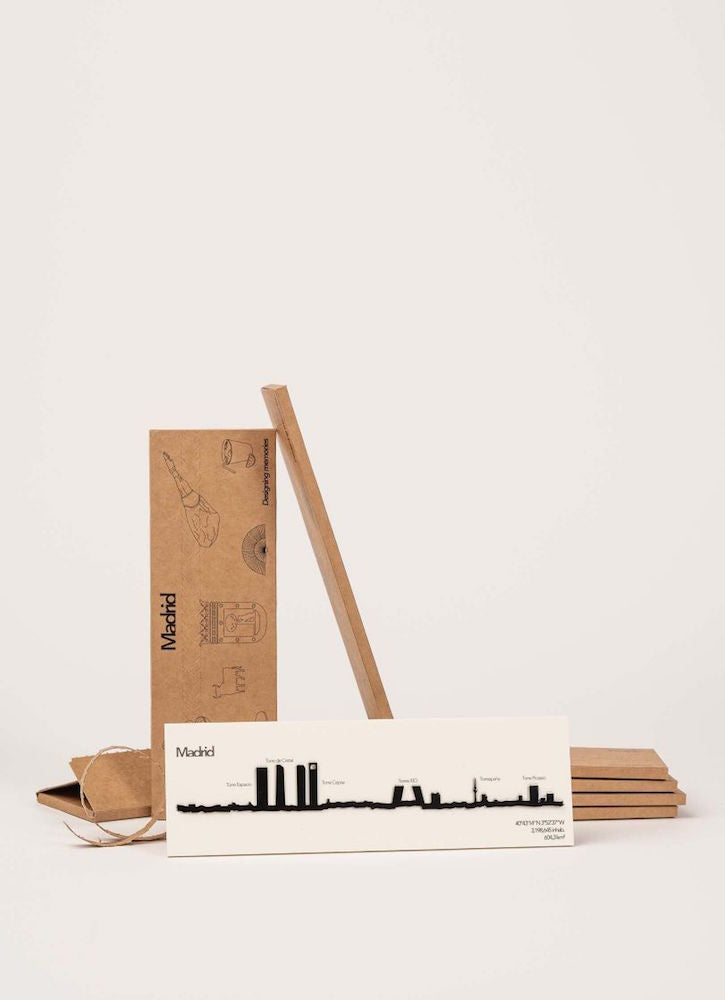 The Line Mini Madrid - silhouette de ville en acier sur support cartonné 19 cm - The Line