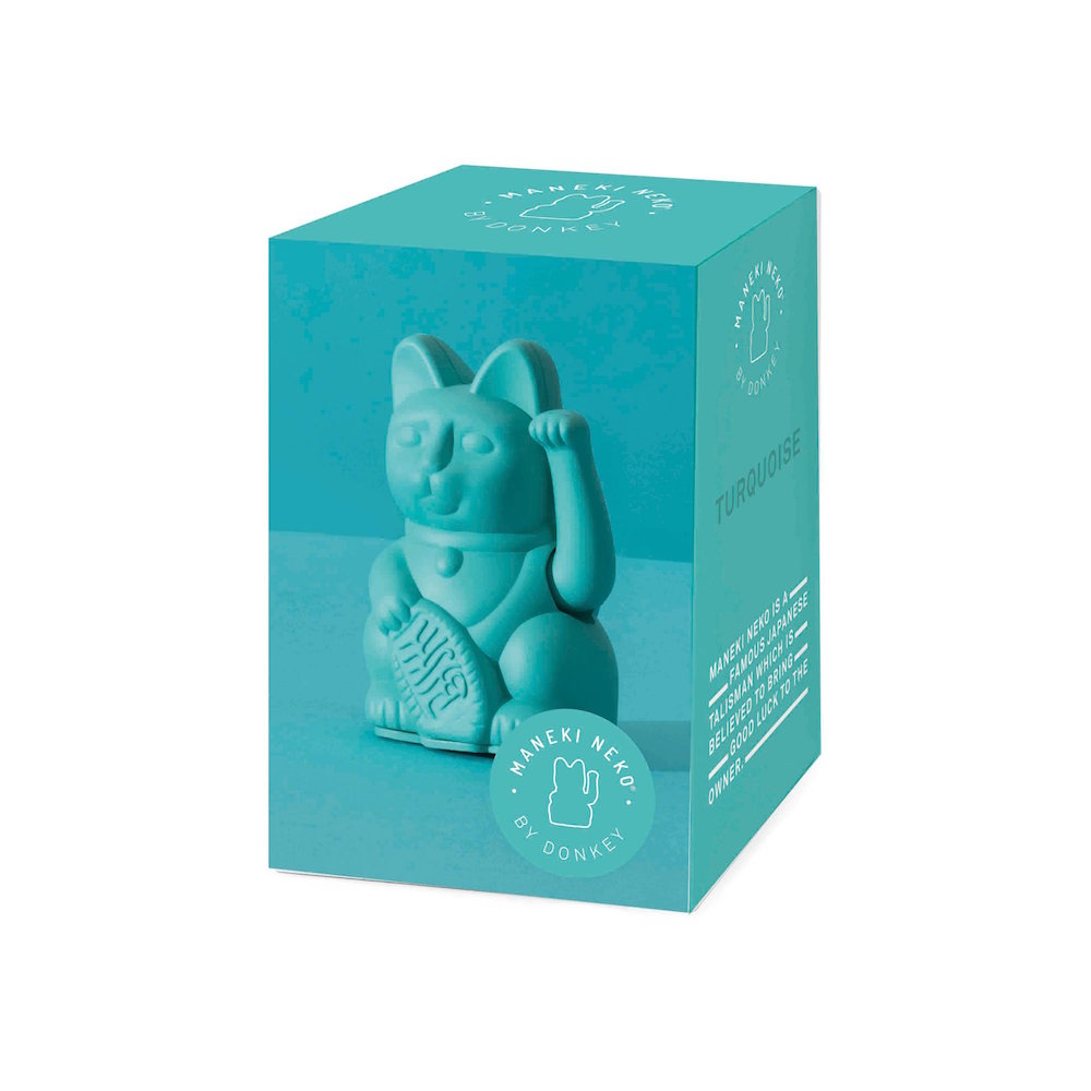 Mini Lucky Cat Turquoise - Chat porte-bohneur par Donkey