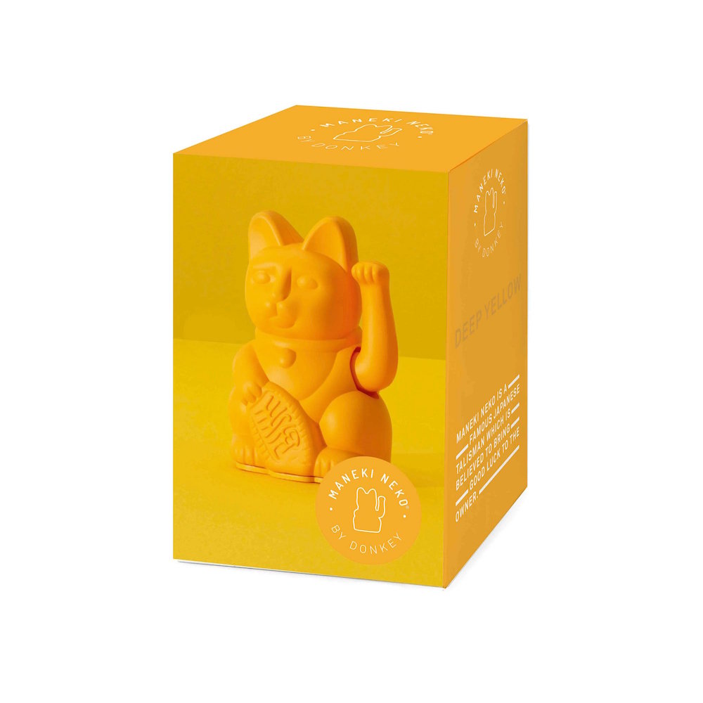 Mini Lucky Cat Warm Yellow - Chat porte-bohneur par Donkey