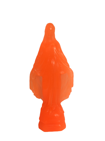 Mini Miraculeuse Orange Fluo - mini vierge en cire - Ciergerie des Prémontrés