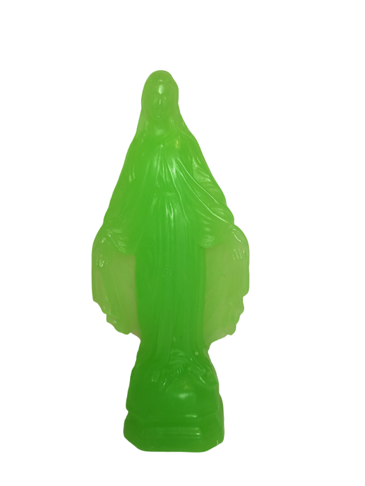 Mini Miraculeuse Vert Fluo - petite vierge en cire - Ciergerie des Prémontrés