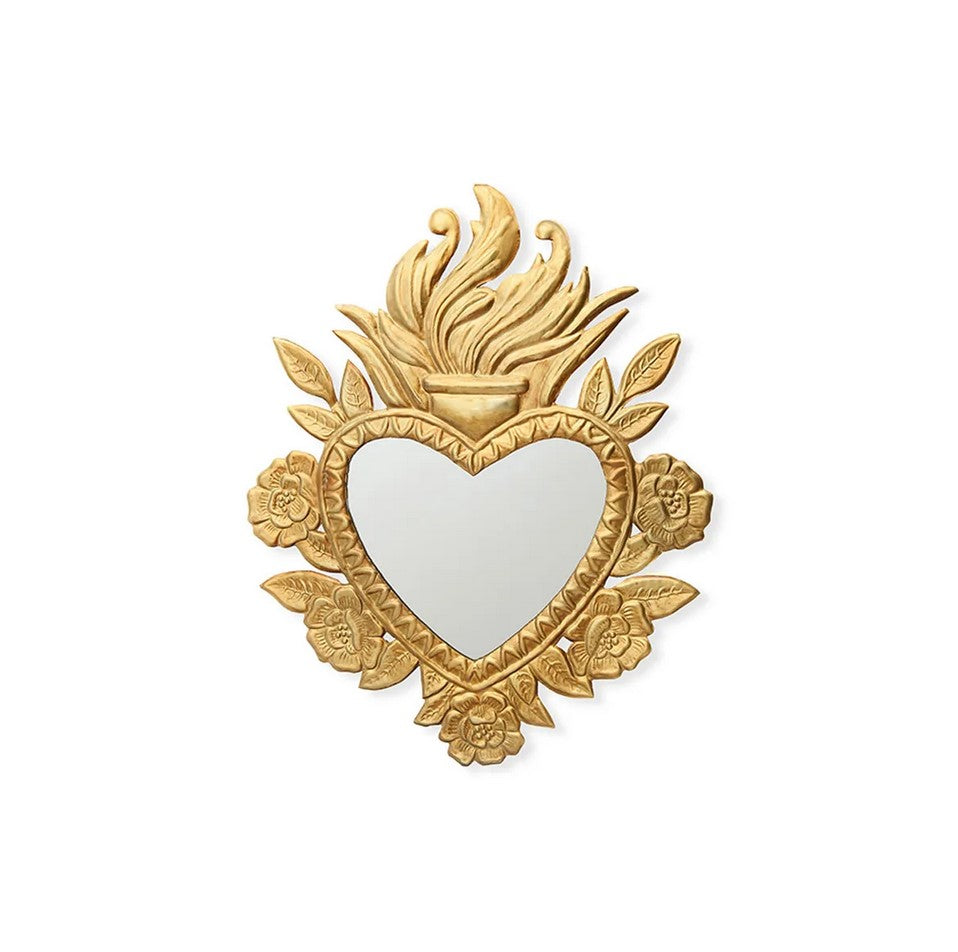 Miroir Narcisse - ex-voto en fer blanc patiné - Boncoeurs