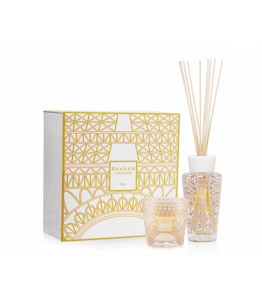 My First Baobab Gift Box Paris - Bougie et diffuseur parfumés - Tilleul, Tulipes et feuilles de Châtaignier - Baobab